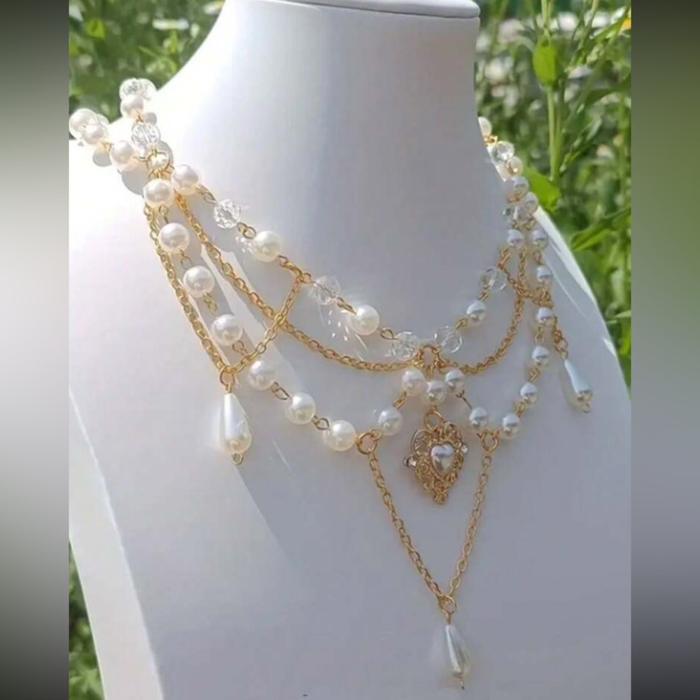 Fairycore Y2k Classic Fashion Statement Conversation Faux Pearl Pendant Necklace